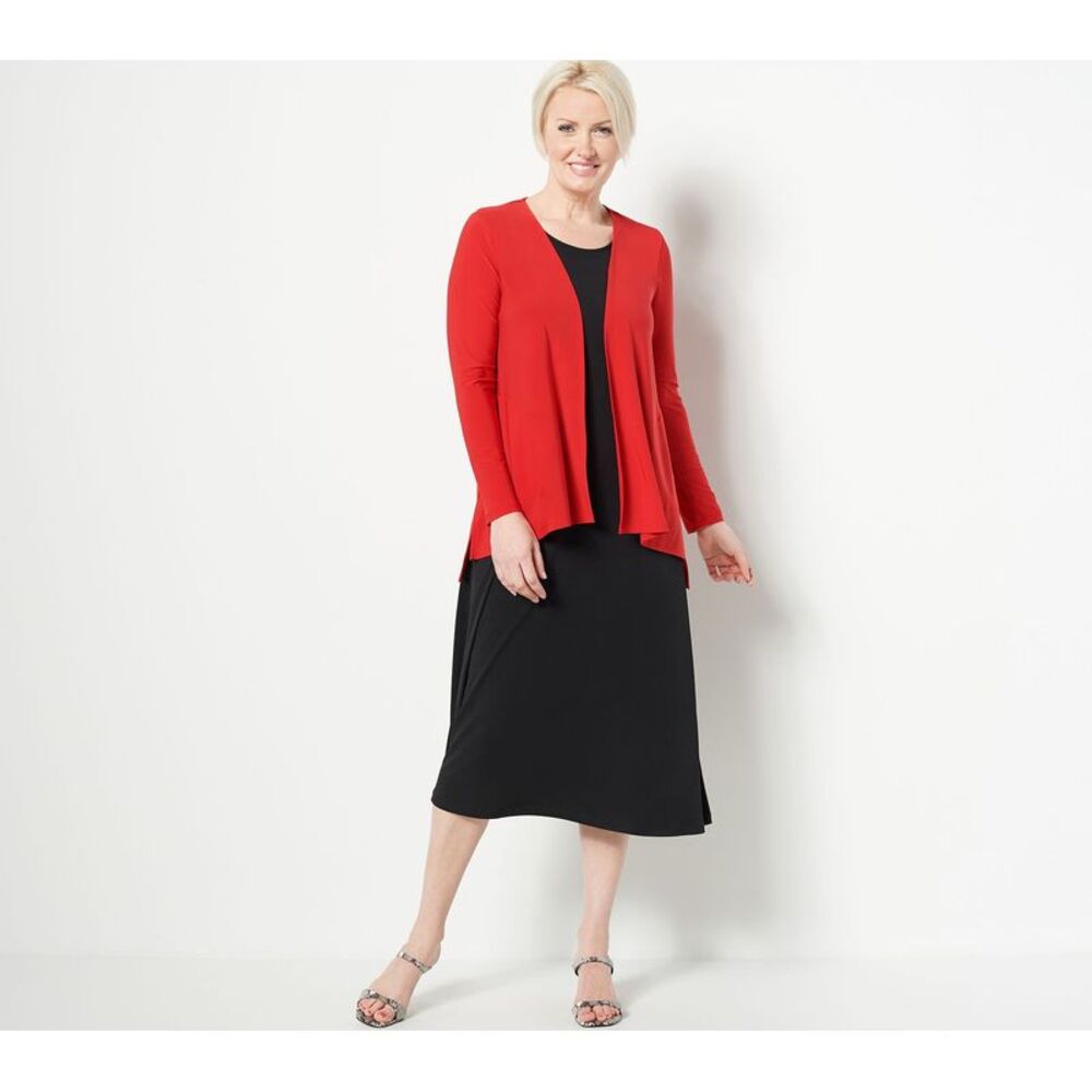 Women Control Women's Dress Sz M Tall Como Jersey Midi & Cardigan Set Red